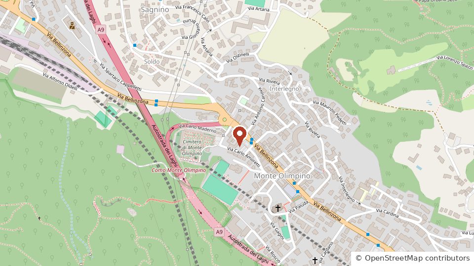 Mappa di Via Bellinzona 187 a Monte Olimpino, Como